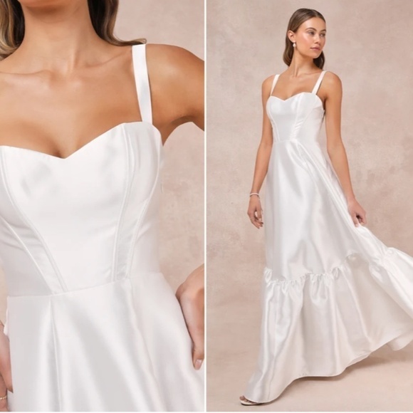 LULU's Bridal Wedding Shower Rehearsal Dinner Reception Bustier Maxi Dress - Picture 1 of 3